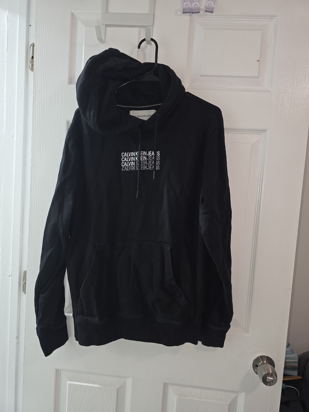 Calvin Klein Black Pullover Hoodie with White Logo
